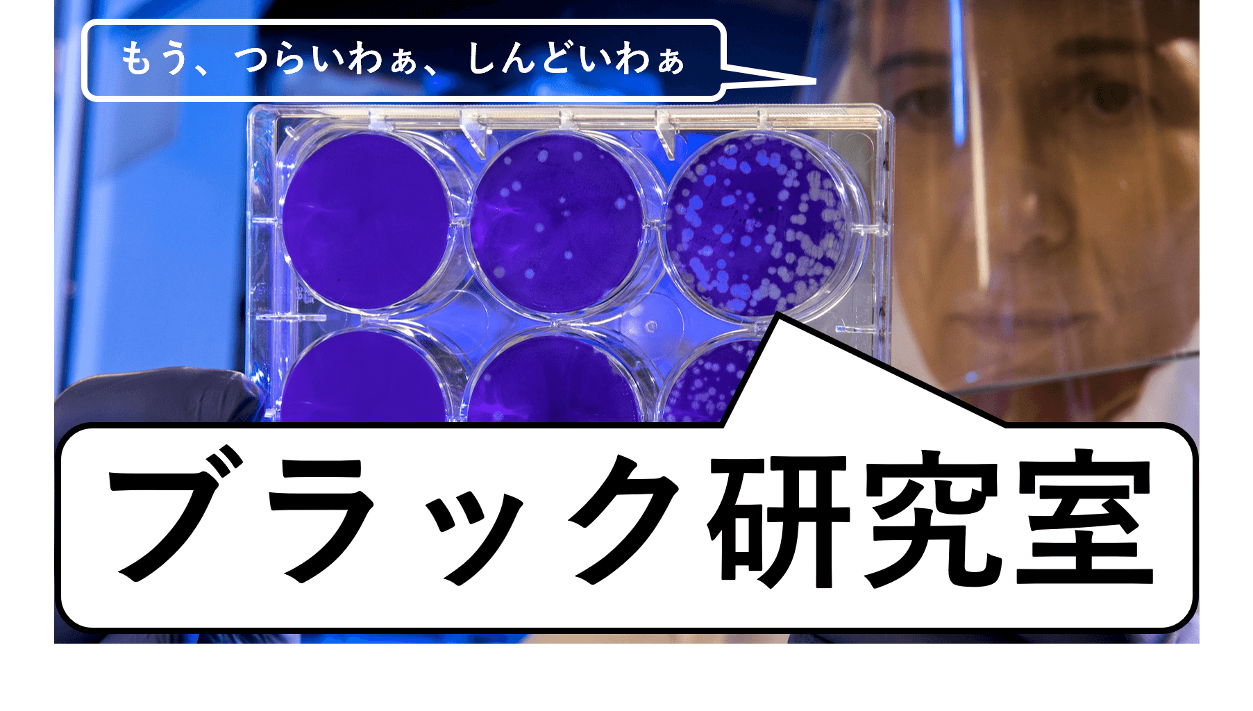 研究者は実験で疲れ切っている。