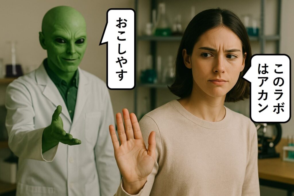 学生が教授の甘い誘惑を断る